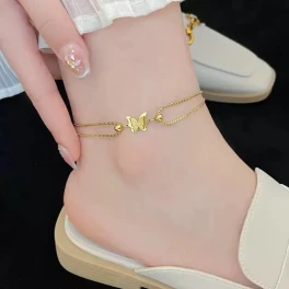 Delicate Butterfly Gold Anklet